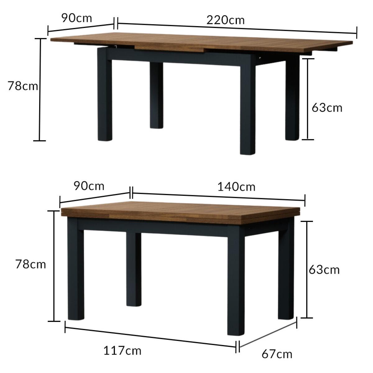 Hampshire 140cm Oak and Dark Blue Extending Dining Table With 8 Light Grey Flow Back Chairs – image 25