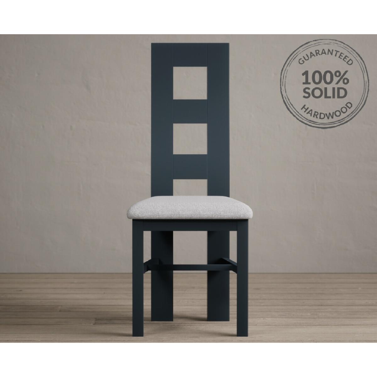 Hampshire 140cm Oak and Dark Blue Extending Dining Table With 8 Light Grey Flow Back Chairs – image 9