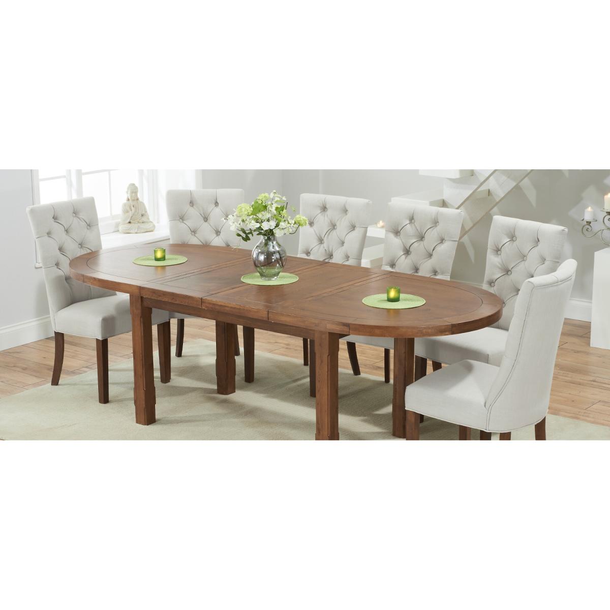 Chelsea Dark Oak Extending Dining Table With 8 Grey Francois Fabric Dark Oak Leg Chairs – image 14