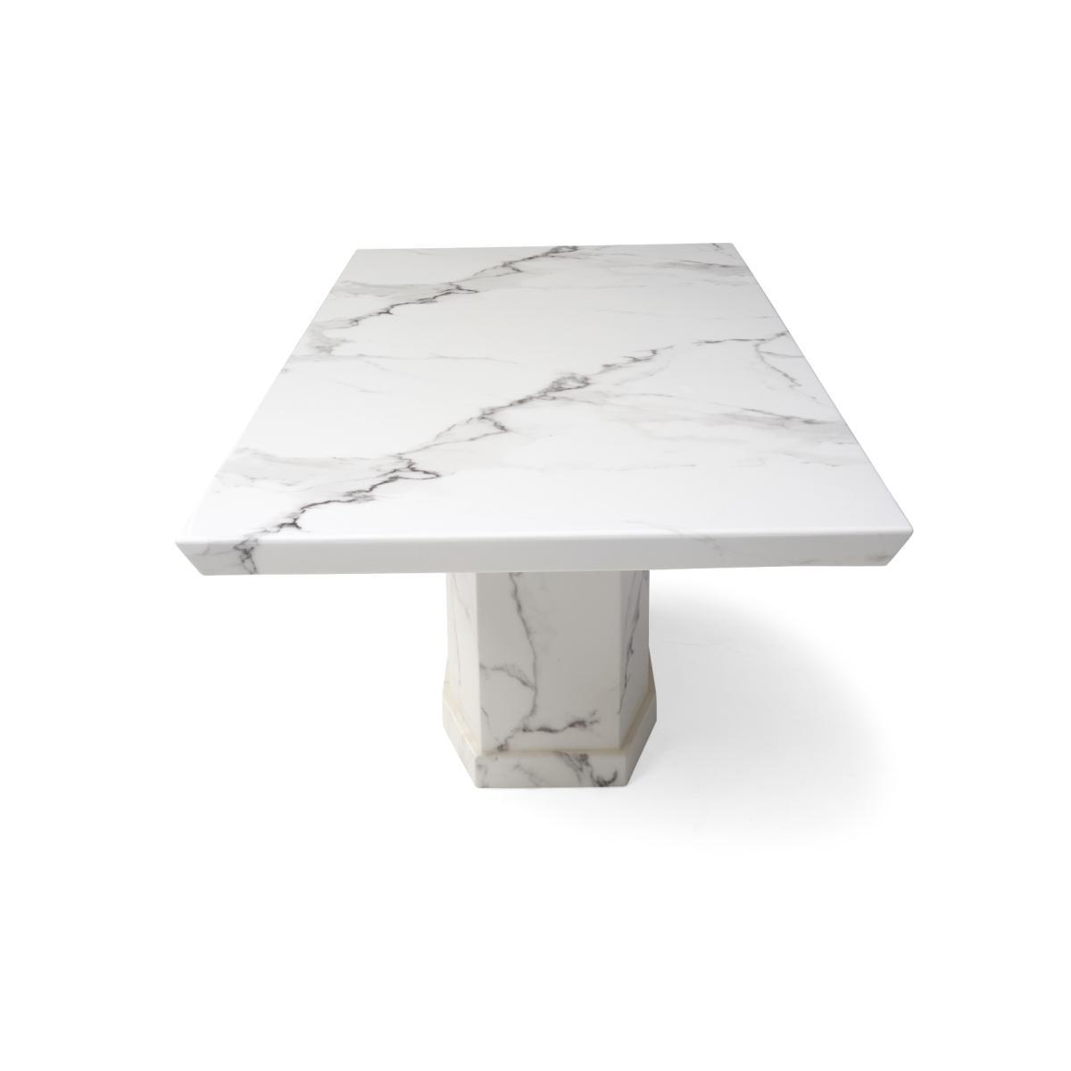 Carvelle 160cm White Pedestal Marble Dining Table with Freya Chairs – image 6