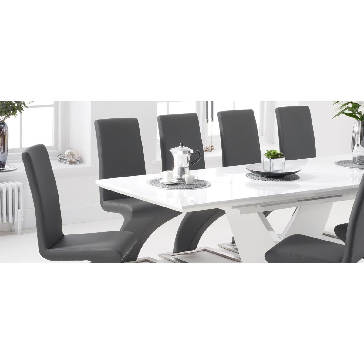Vittorio 160cm White High Gloss Extending Dining Table With 8 Black Hampstead Faux Leather Chairs – image 11