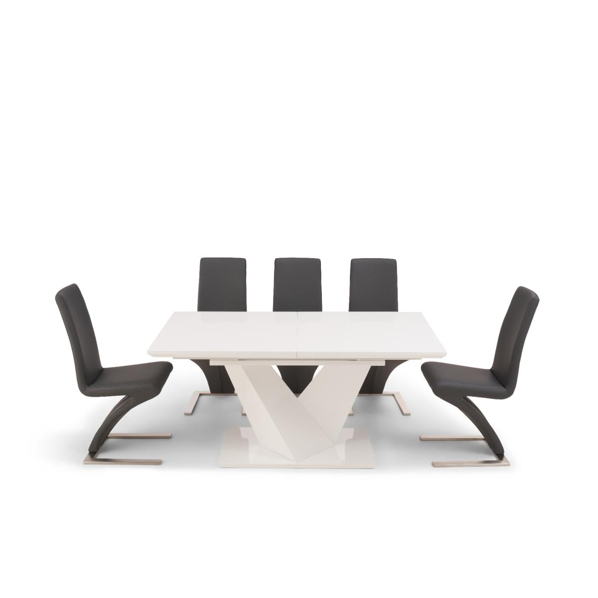 Vittorio 160cm White High Gloss Extending Dining Table With 8 Black Hampstead Faux Leather Chairs – image 8
