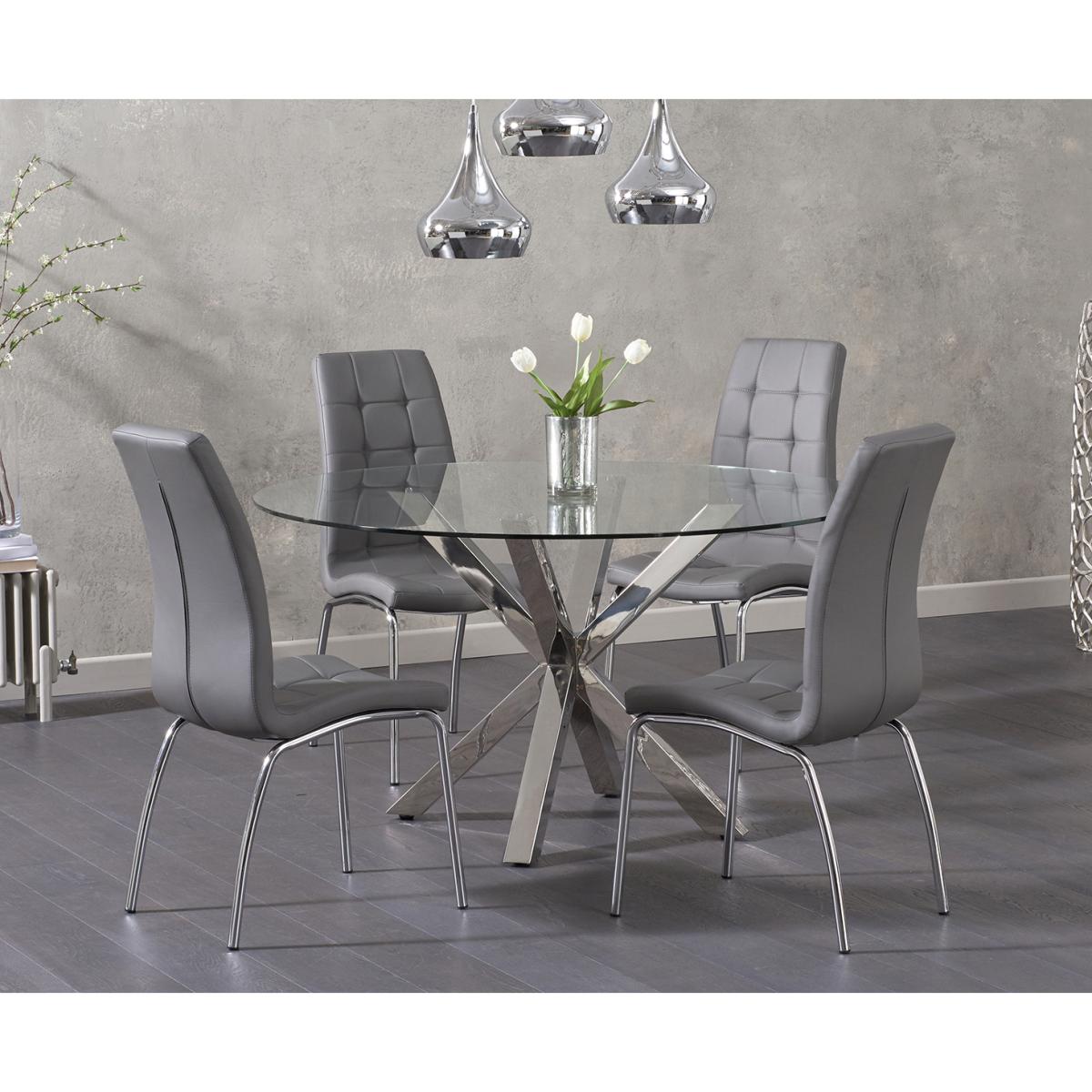 Rio Round Glass Dining Table With 4 Red Enzo Chairs – image 2