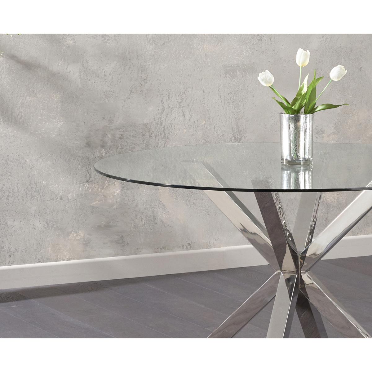 Rio Round Glass Dining Table With 4 Red Enzo Chairs – image 7