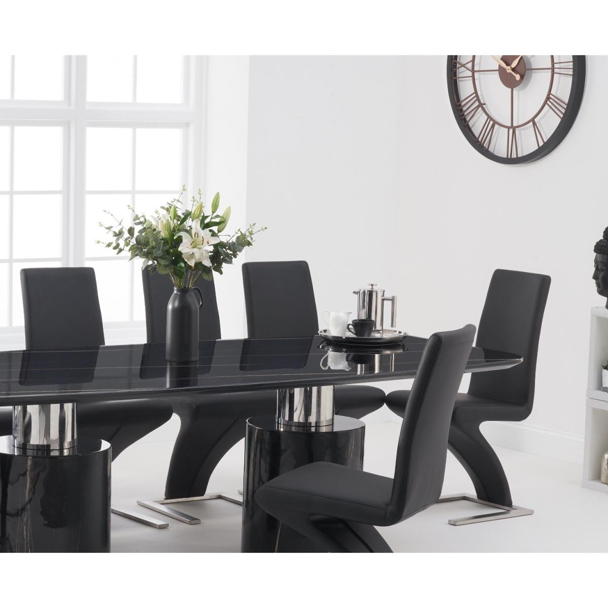 Antonio 260cm Black Marble Dining Table With 12 Ivory White Hampstead Z Chairs – image 2
