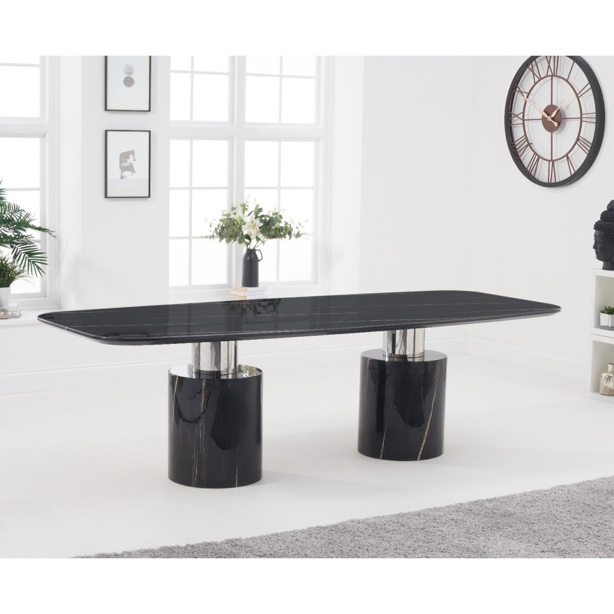 Antonio 260cm Black Marble Dining Table With 12 Ivory White Hampstead Z Chairs – image 14