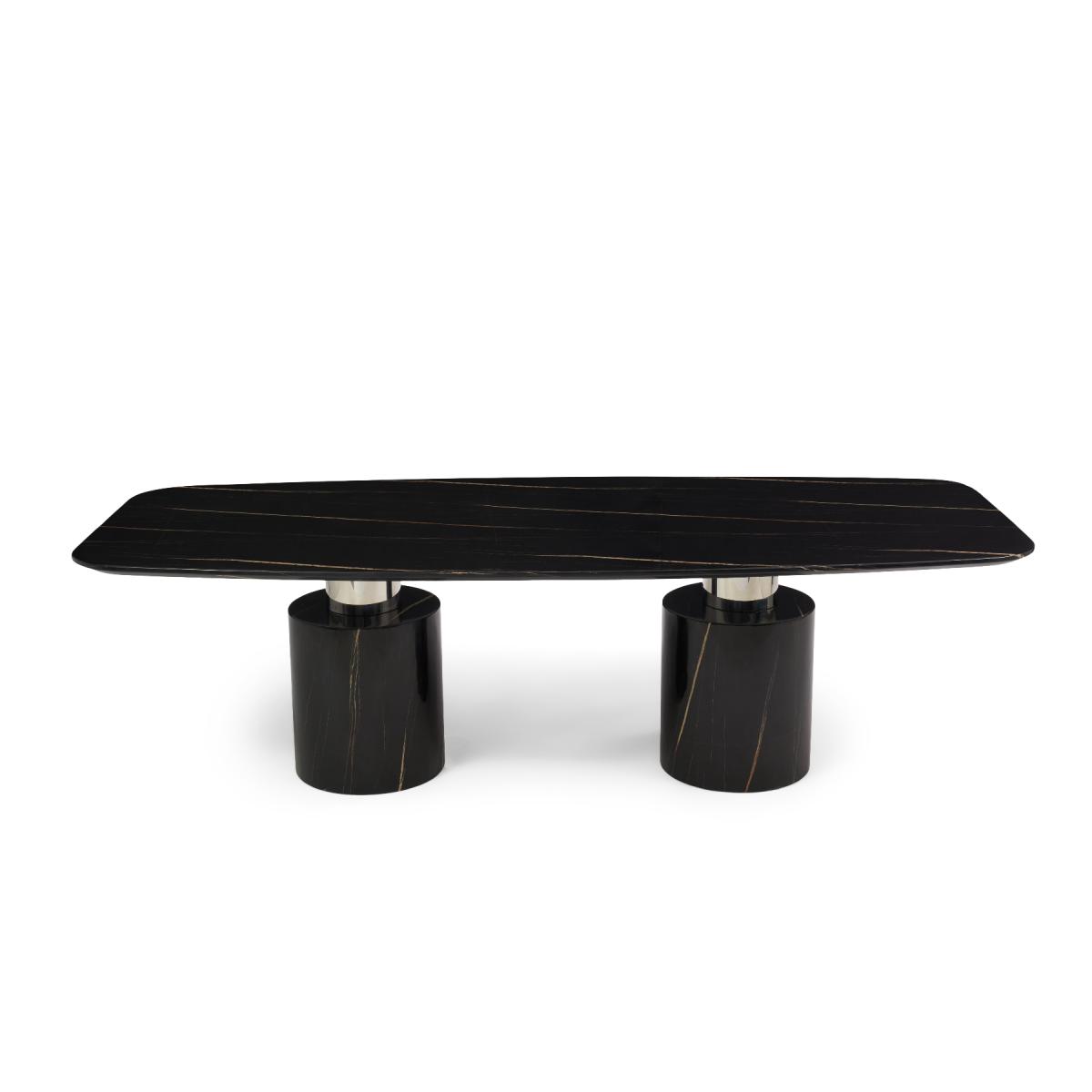 Antonio 260cm Black Marble Dining Table With 12 Ivory White Hampstead Z Chairs – image 15