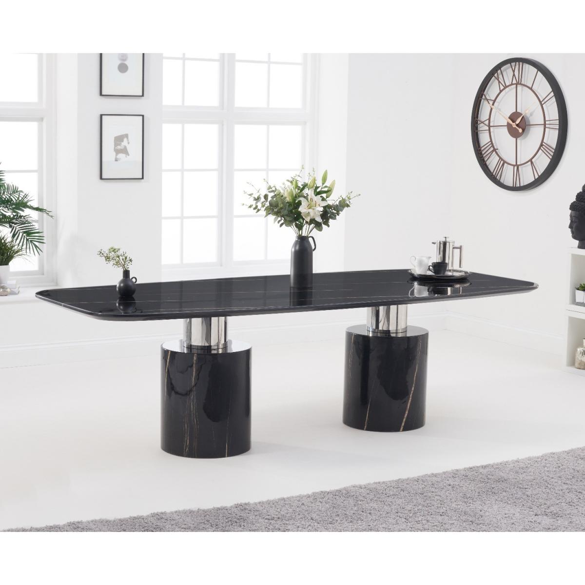 Antonio 260cm Black Marble Dining Table With 12 Ivory White Hampstead Z Chairs – image 3