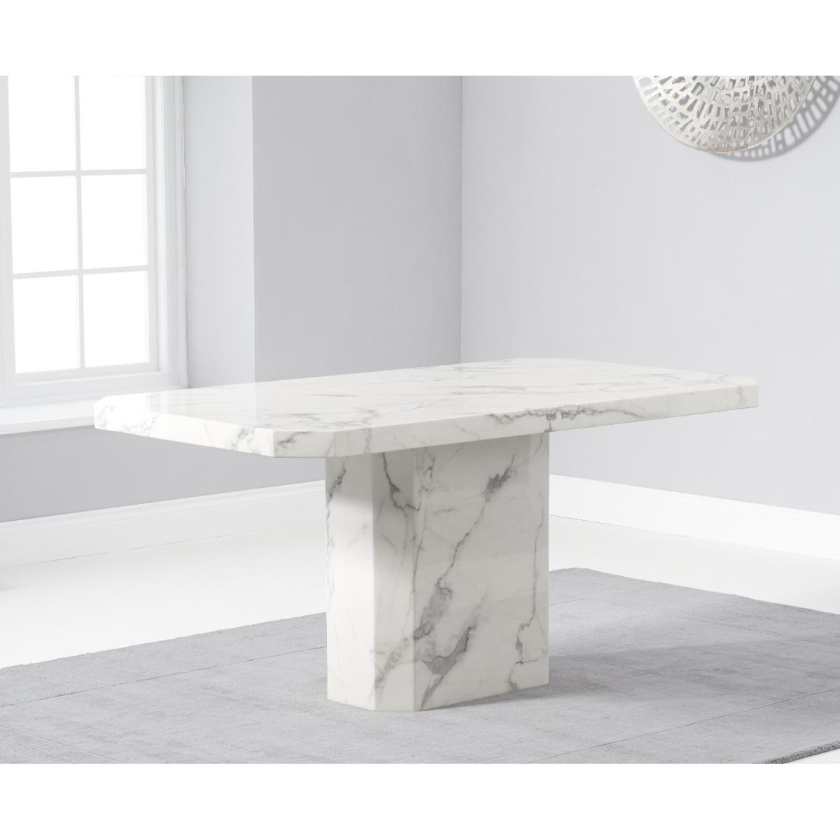Belle 160cm White Marble Dining Table With 6 Black Hampstead Dining Chairs – image 13