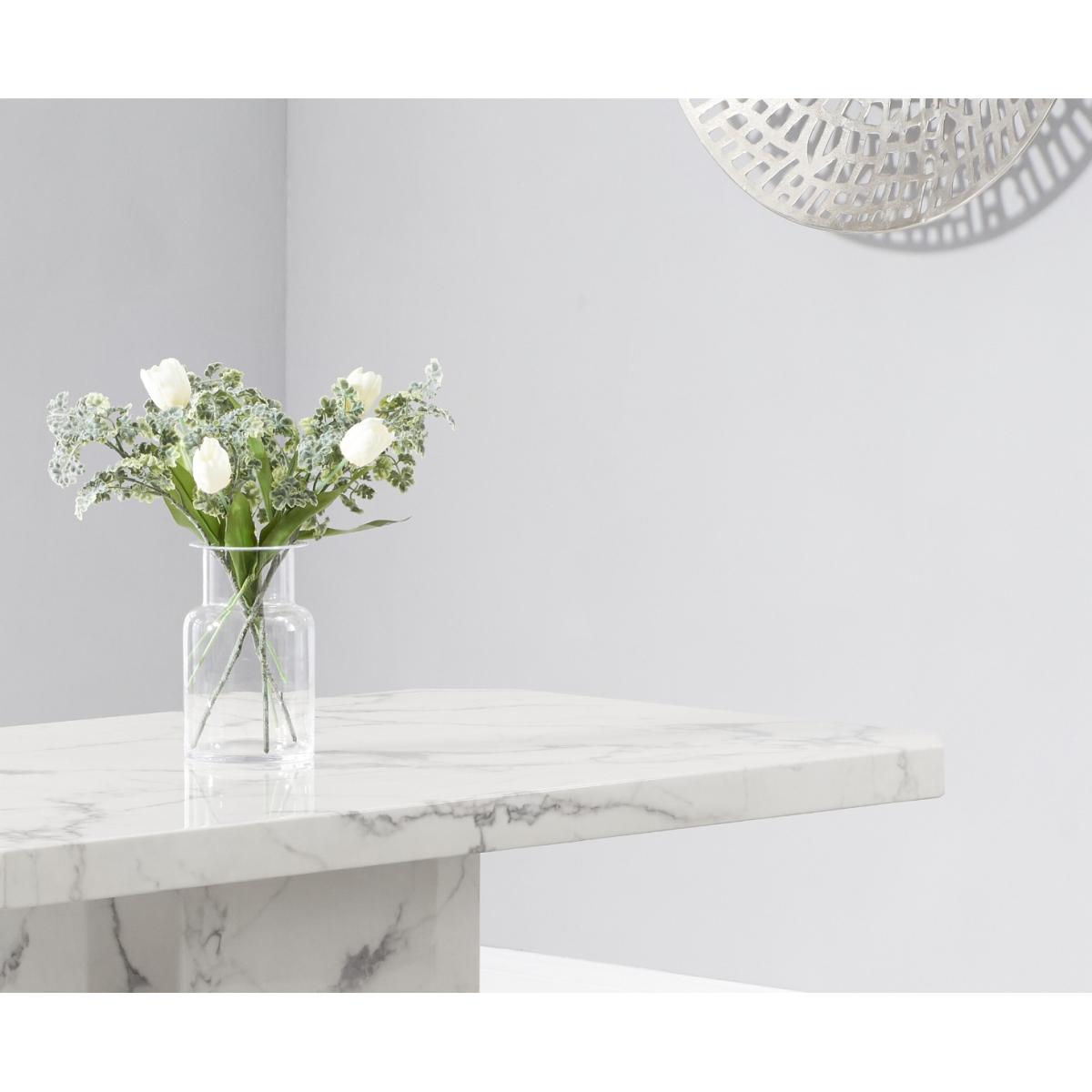 Belle 160cm White Marble Dining Table With 6 Black Hampstead Dining Chairs – image 14