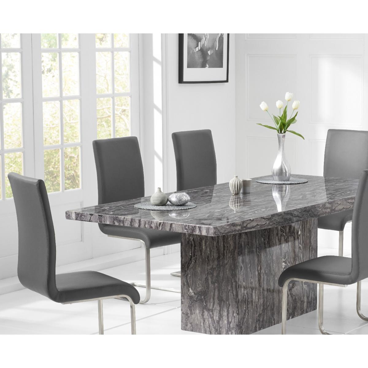Crema 160cm Grey Marble Dining Table with Malaga Chairs – image 2