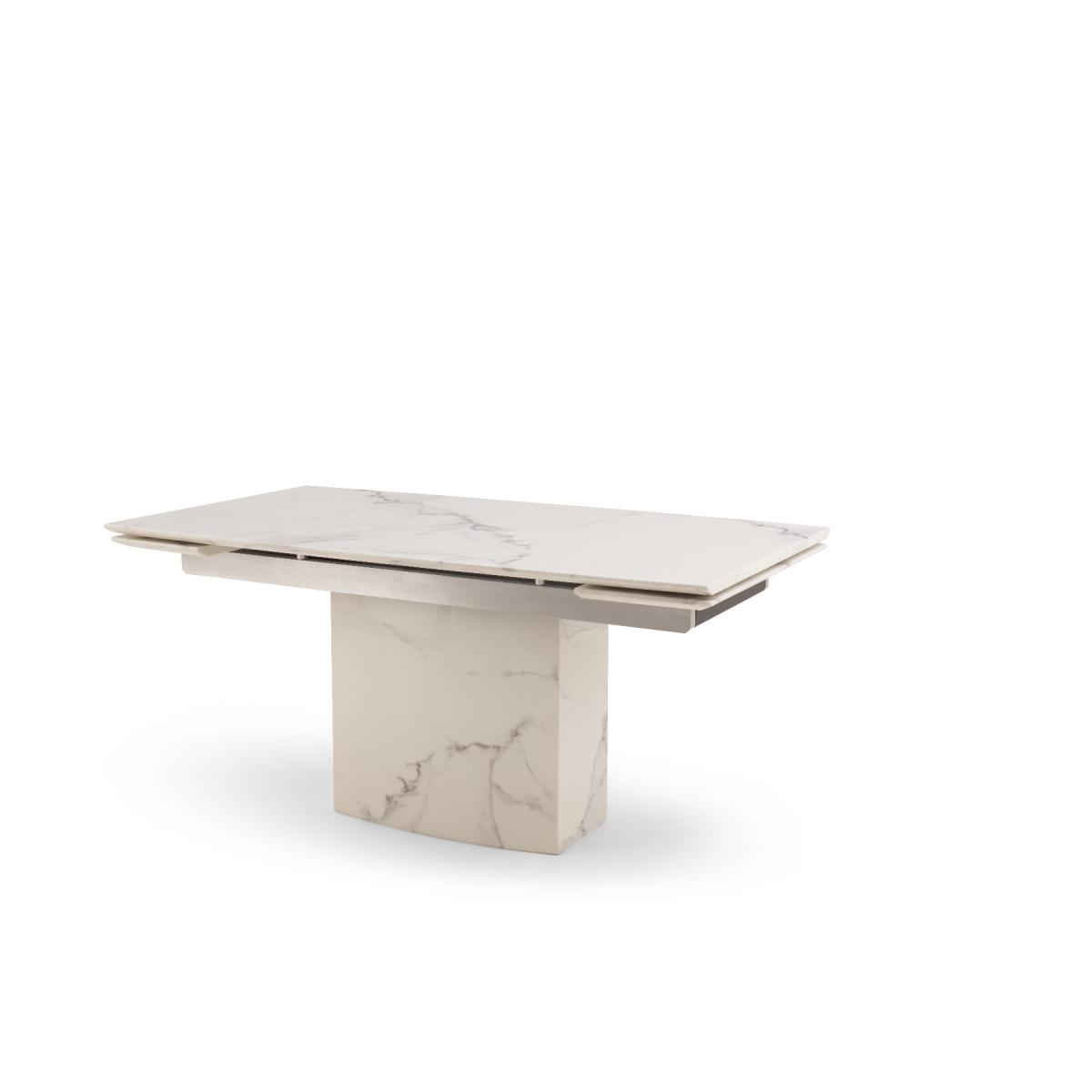 Metropolis 160cm Extending White Marble Dining Table With 10 Grey Hampstead Faux Leather Chairs – image 22
