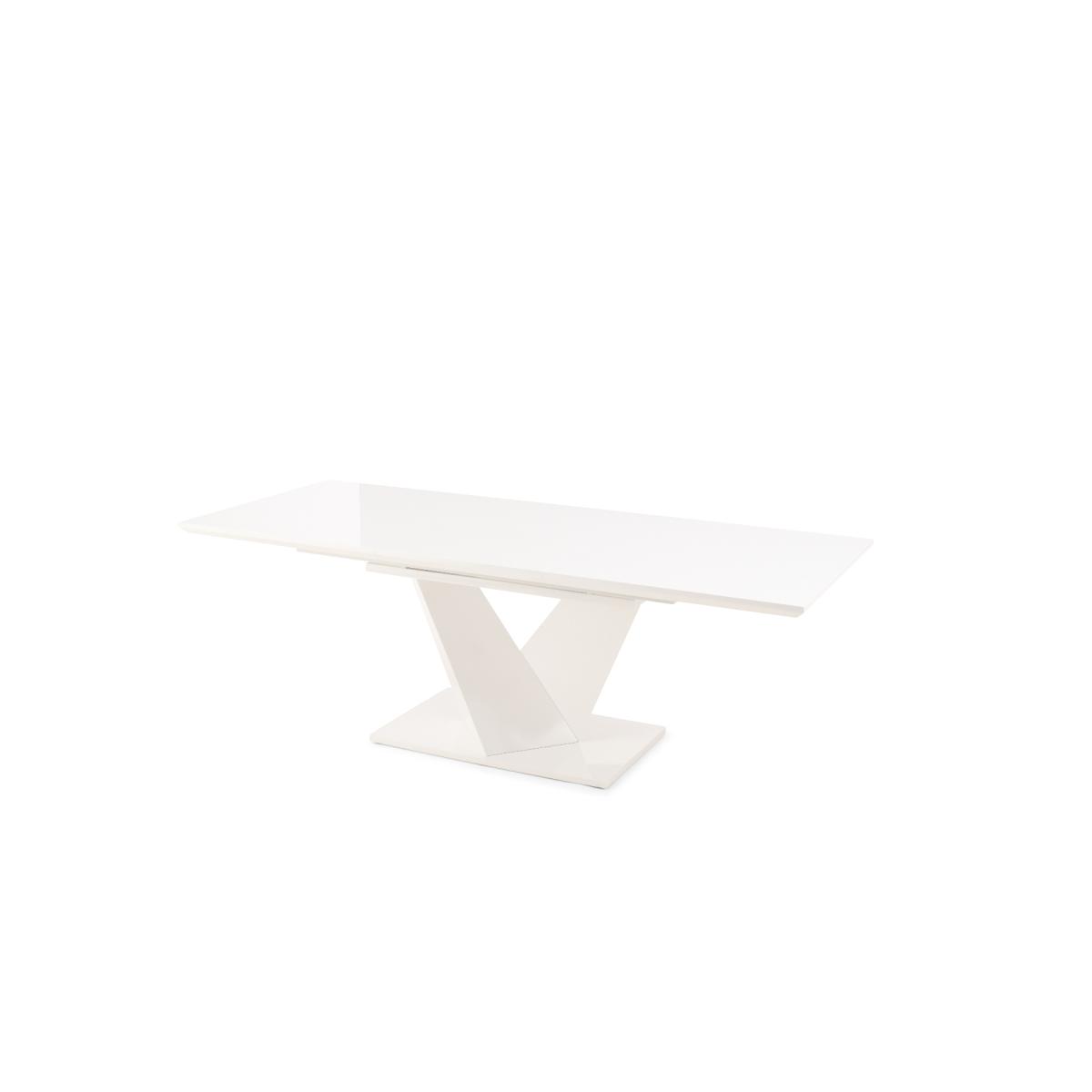 Extending  Vittorio 160cm White High Gloss Dining Table with 8 Blue Lola Chairs – image 15