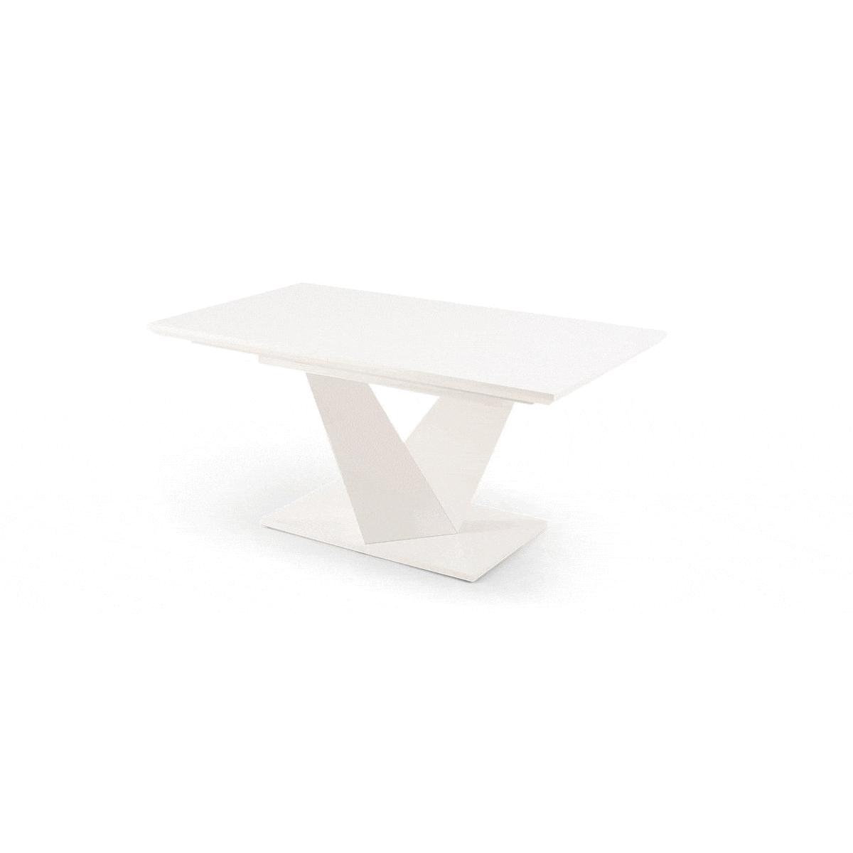 Extending  Vittorio 160cm White High Gloss Dining Table with 8 Blue Lola Chairs – image 18