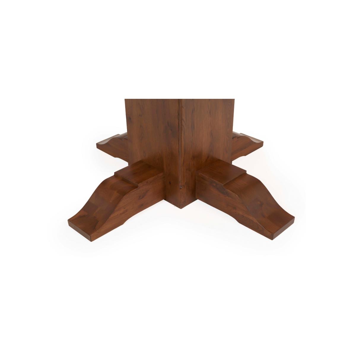 Helmsley 150cm Dark Solid Oak Round Pedestal Dining Table with 6 Cream Francois Fabric Dark Oak Leg Chairs – image 15