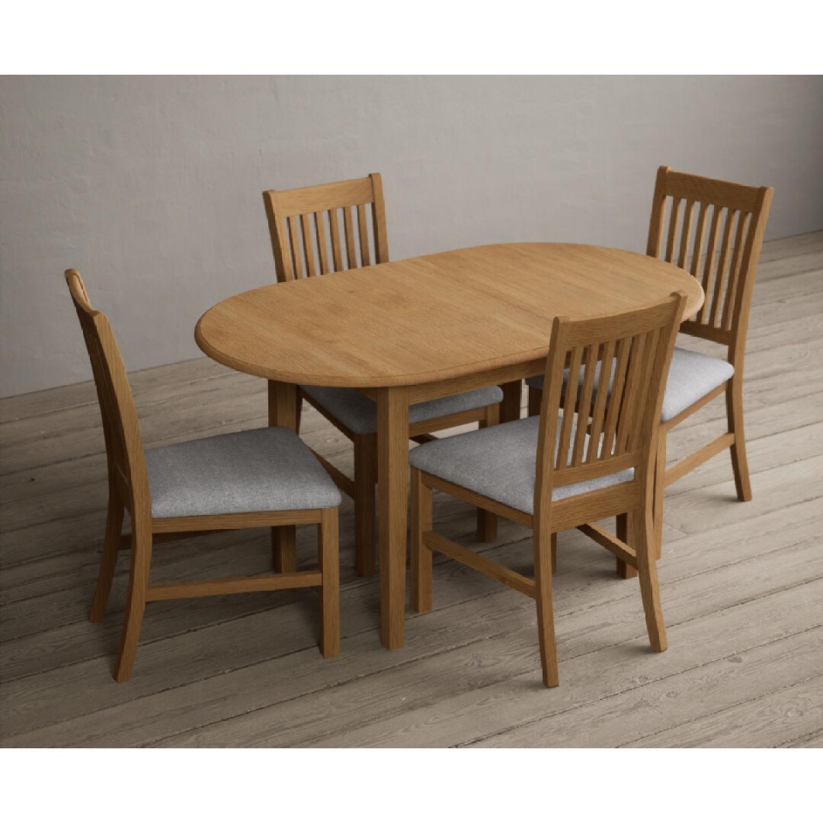 Extending Warwick Solid Oak Dining Table with 4 Linen Warwick Chairs – image 3