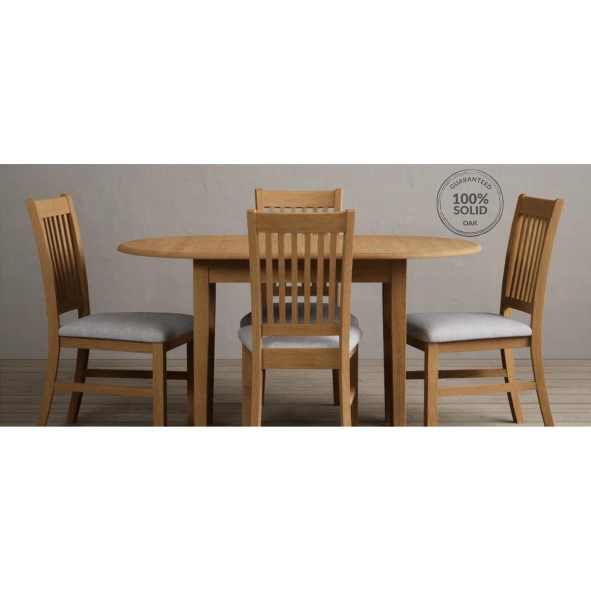 Extending Warwick Solid Oak Dining Table with 4 Linen Warwick Chairs – image 21