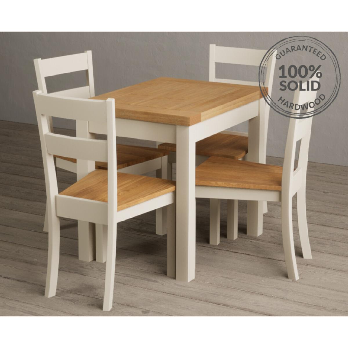 Extending Hadleigh Oak and Cream Painted Dining Table with 6 Light Grey Kendal Chairs – image 2