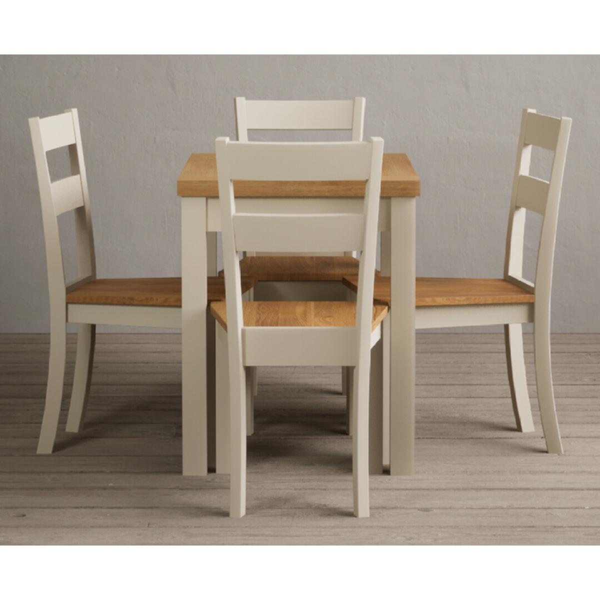 Extending Hadleigh Oak and Cream Painted Dining Table with 6 Light Grey Kendal Chairs – image 13