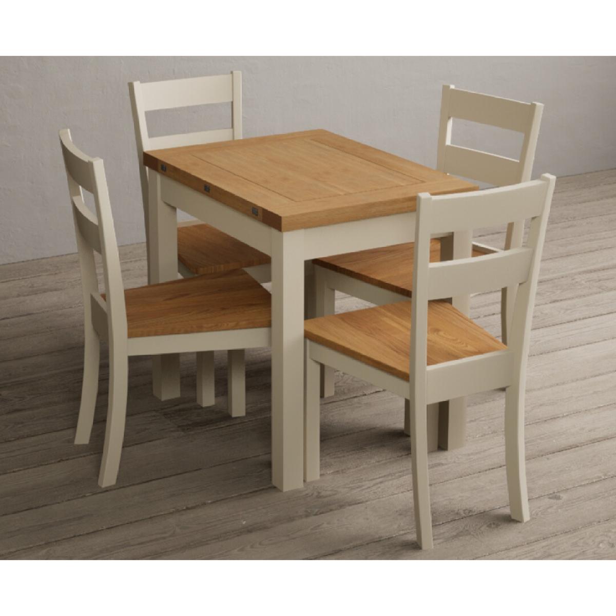Extending Hadleigh Oak and Cream Painted Dining Table with 6 Light Grey Kendal Chairs – image 14