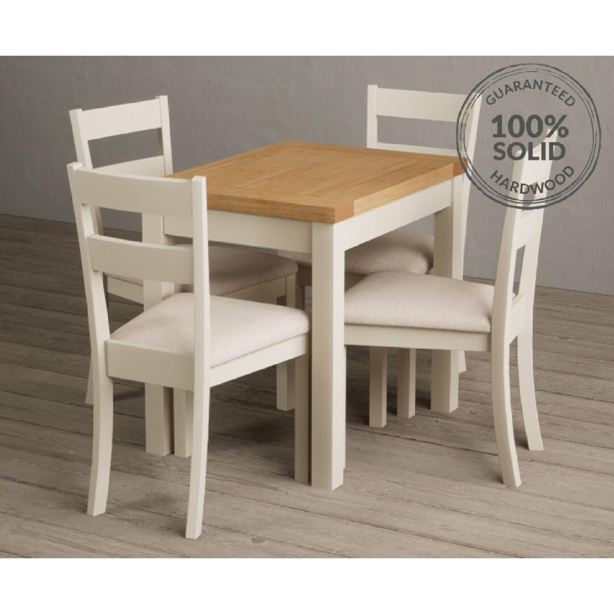 Extending Hadleigh Oak and Cream Painted Dining Table with 6 Light Grey Kendal Chairs – image 15