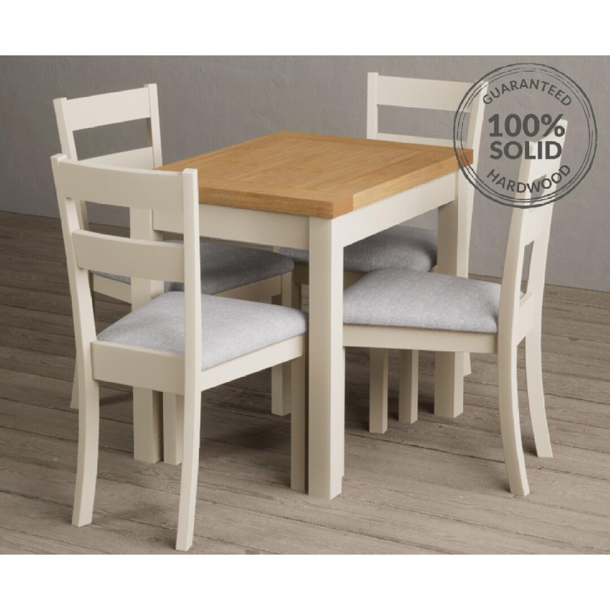 Extending Hadleigh Oak and Cream Painted Dining Table with 6 Light Grey Kendal Chairs – image 16