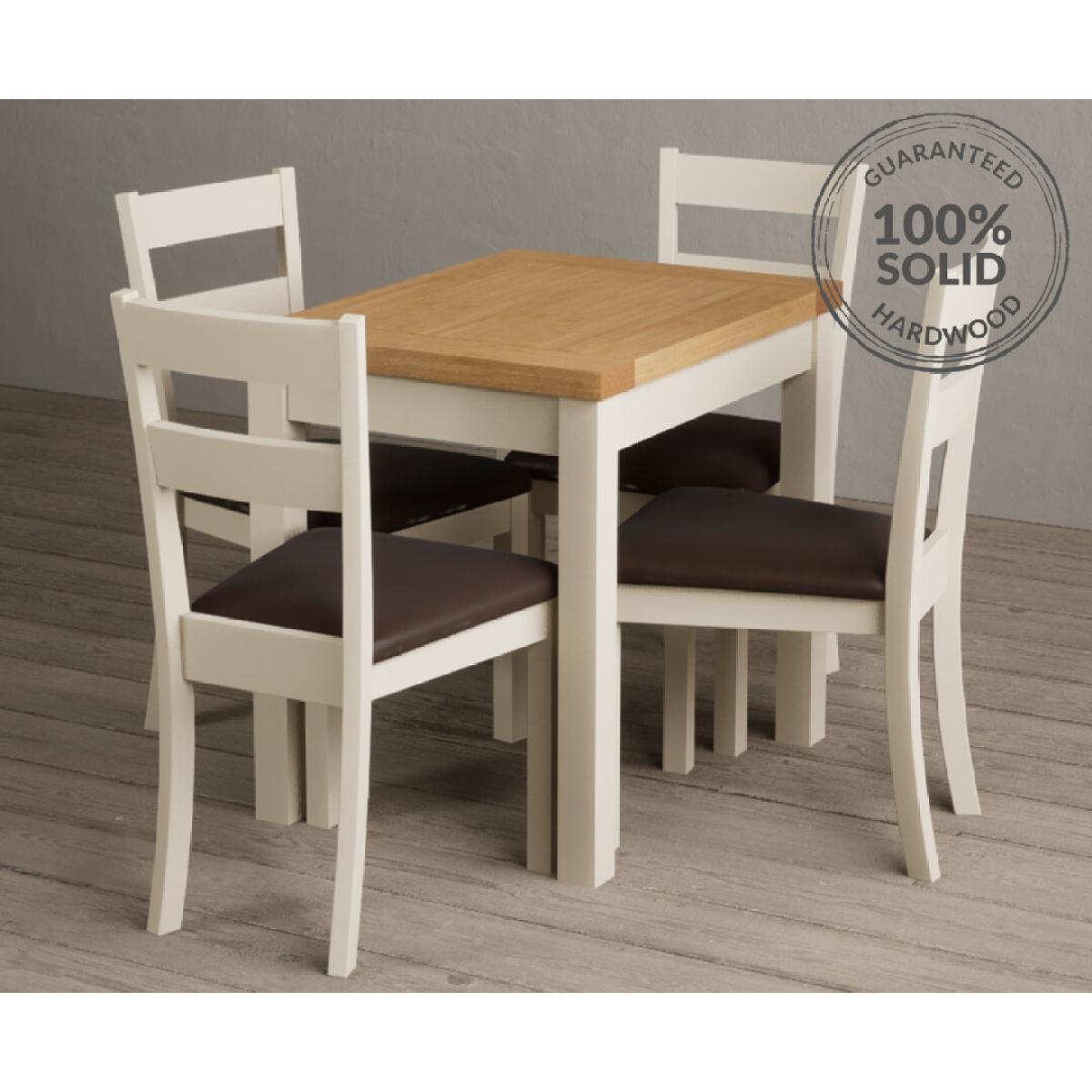 Extending Hadleigh Oak and Cream Painted Dining Table with 6 Light Grey Kendal Chairs – image 17
