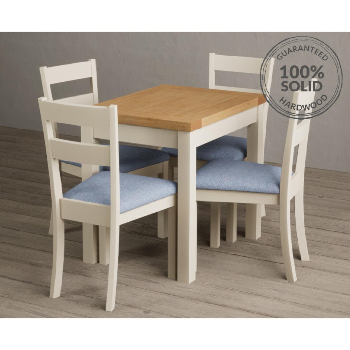 Extending Hadleigh Oak and Cream Painted Dining Table with 6 Light Grey Kendal Chairs – image 18