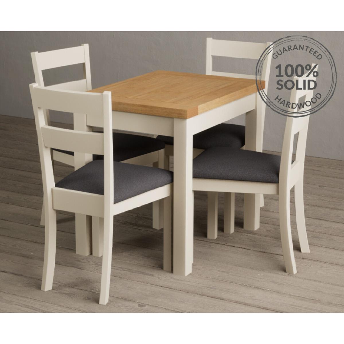 Extending Hadleigh Oak and Cream Painted Dining Table with 6 Light Grey Kendal Chairs – image 19
