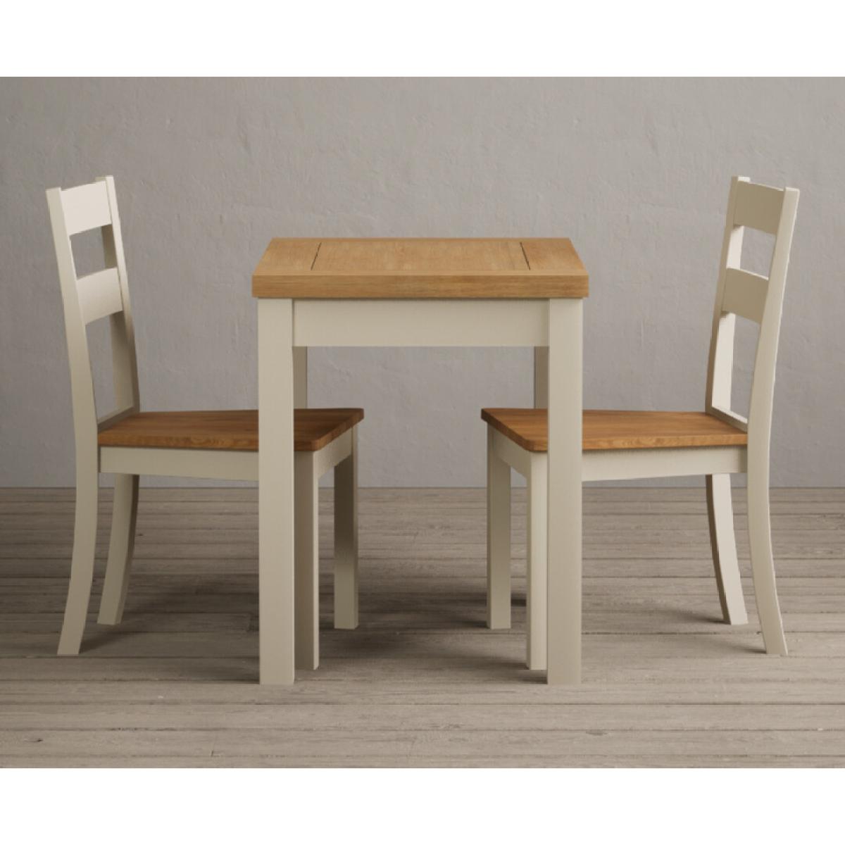 Extending Hadleigh Oak and Cream Painted Dining Table with 6 Light Grey Kendal Chairs – image 3