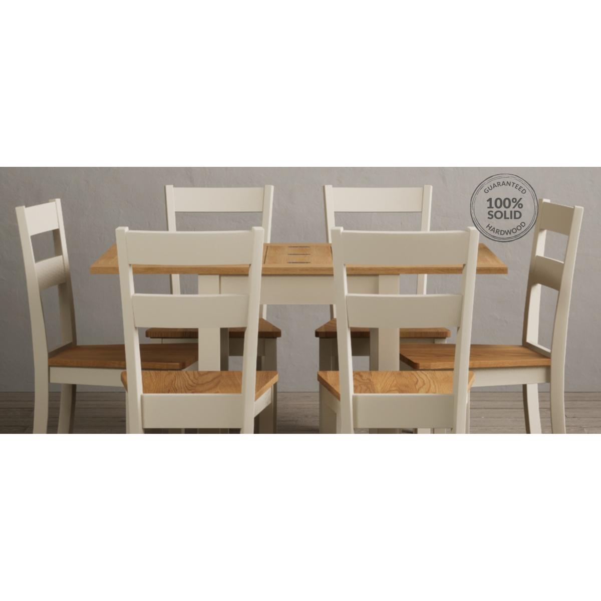 Extending Hadleigh Oak and Cream Painted Dining Table with 6 Light Grey Kendal Chairs – image 22