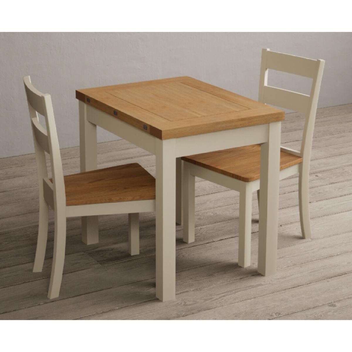 Extending Hadleigh Oak and Cream Painted Dining Table with 6 Light Grey Kendal Chairs – image 4