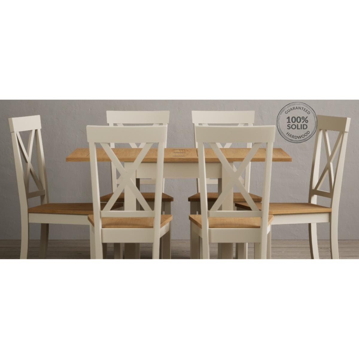 Extending Hadleigh Oak and Cream Painted Dining Table with 6 Light Grey Kendal Chairs – image 36