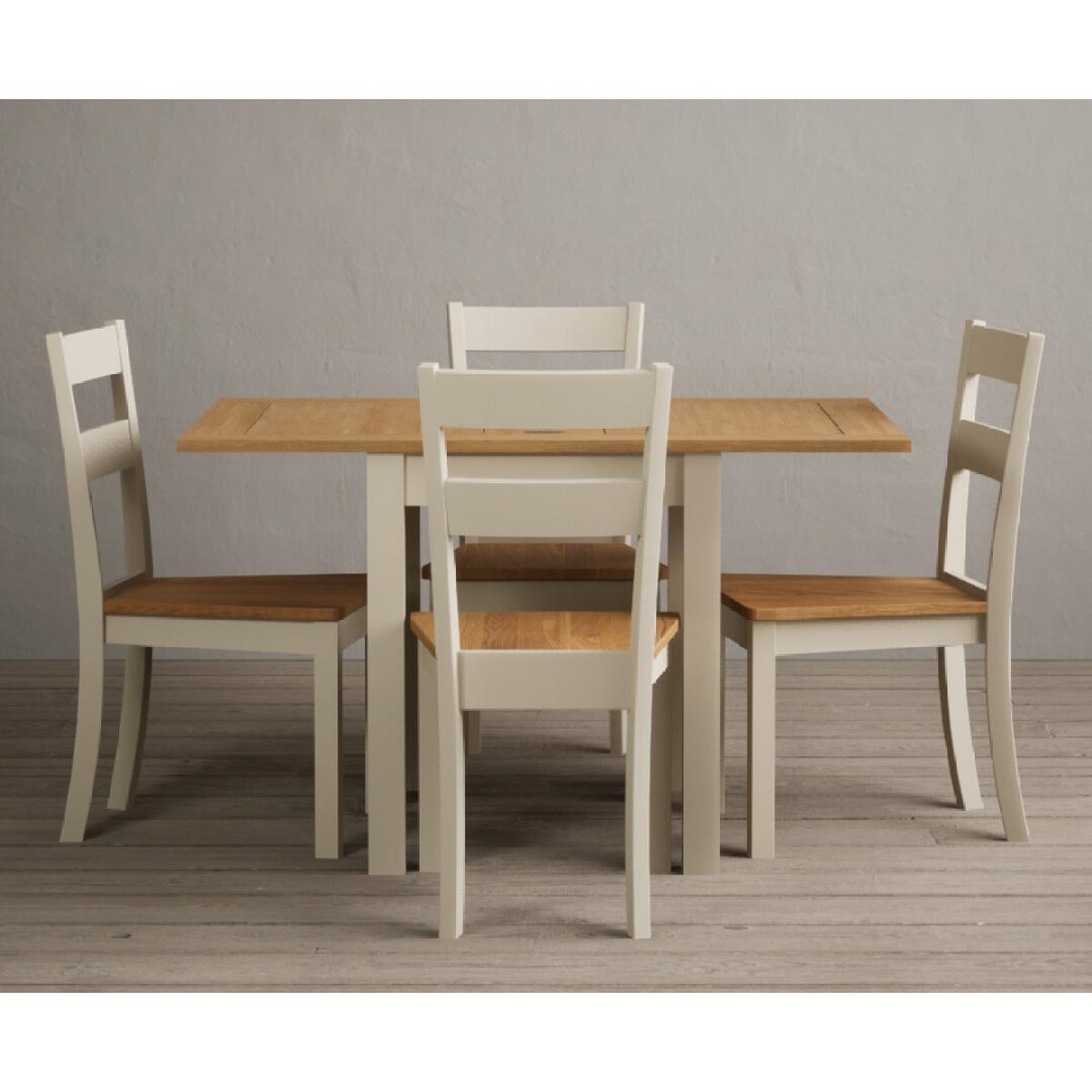 Extending Hadleigh Oak and Cream Painted Dining Table with 6 Light Grey Kendal Chairs – image 5