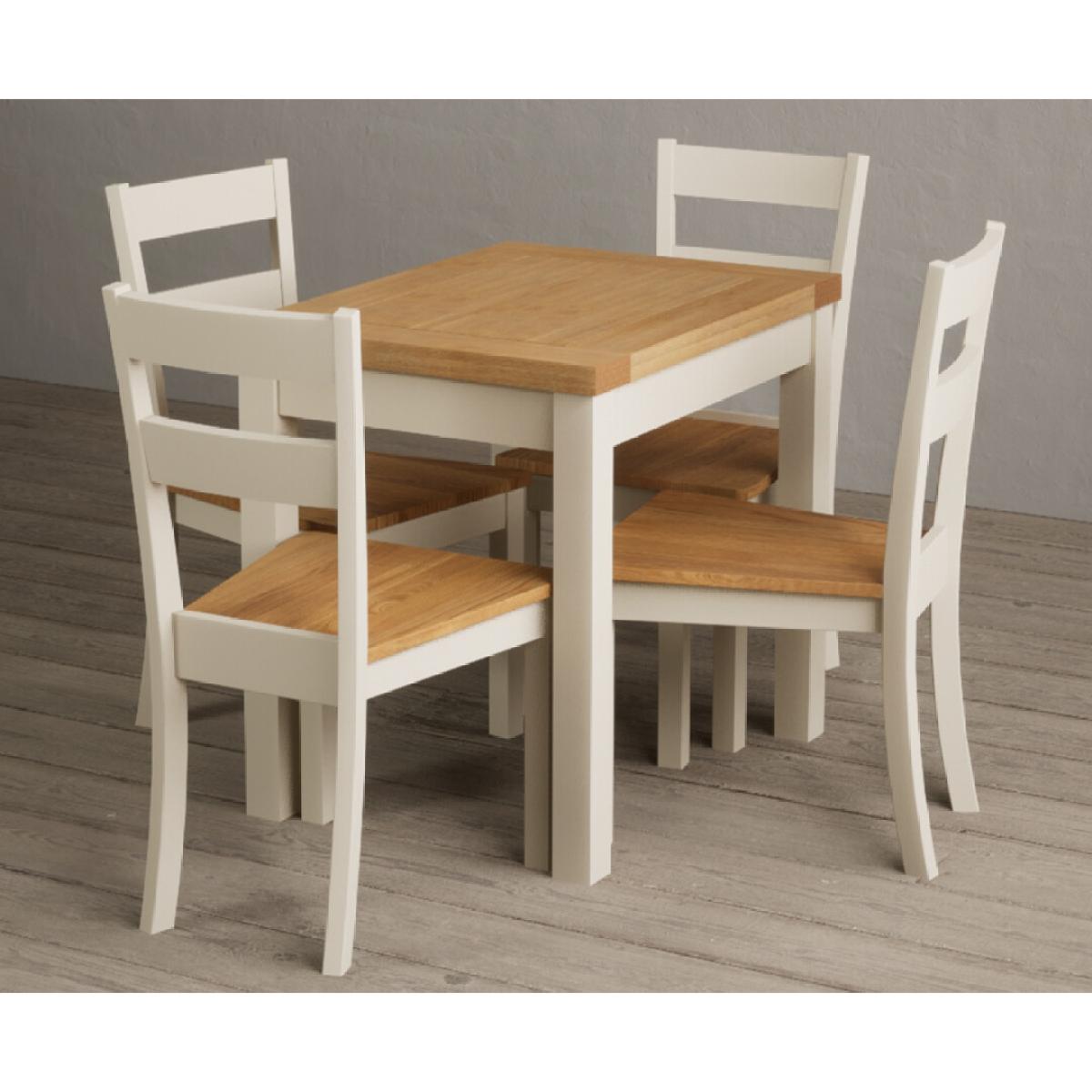Extending Hadleigh Oak and Cream Painted Dining Table with 6 Light Grey Kendal Chairs – image 8