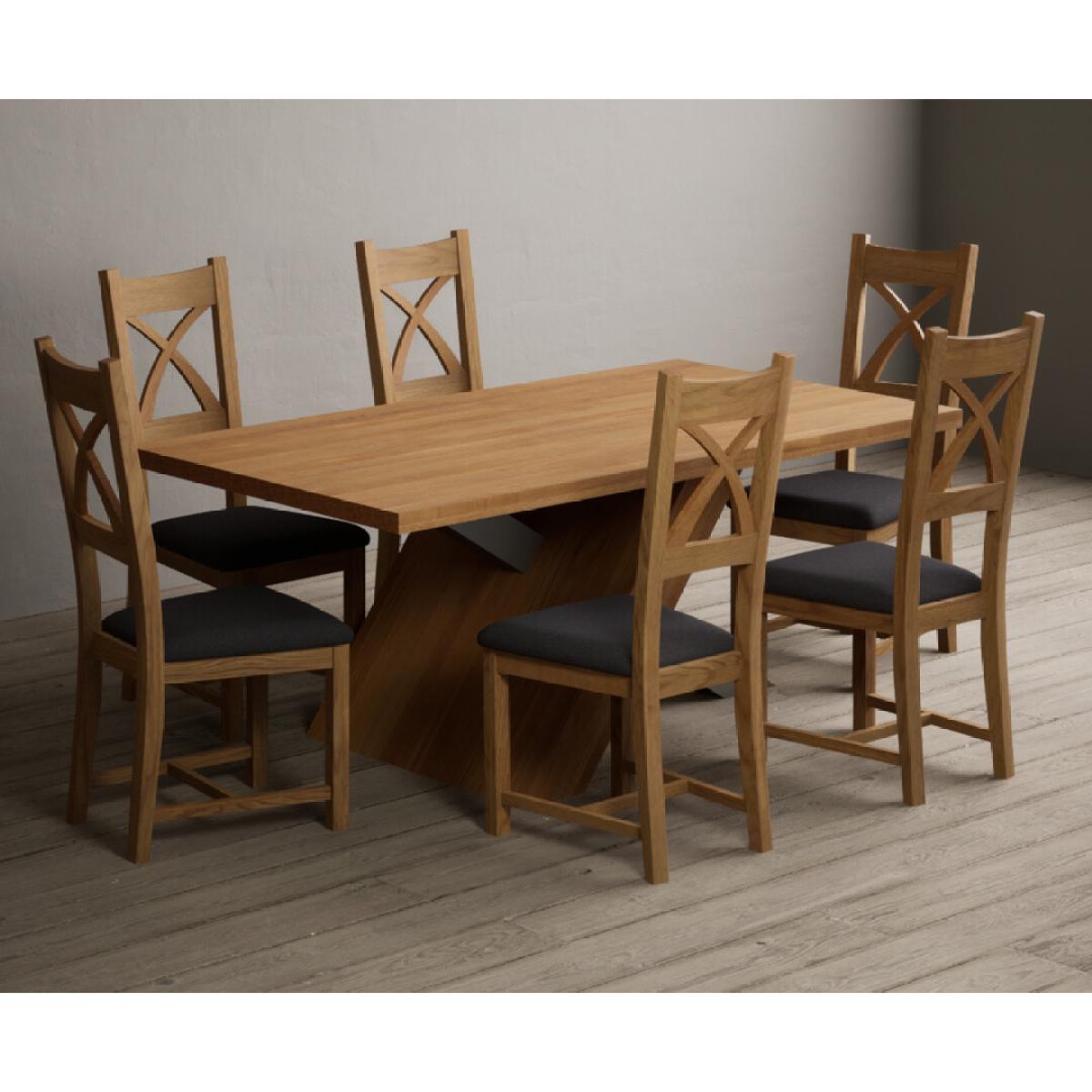 Michigan 180cm Solid Oak and Metal Industrial Dining Table with 8 Linen Natural Solid Oak Chairs – image 12