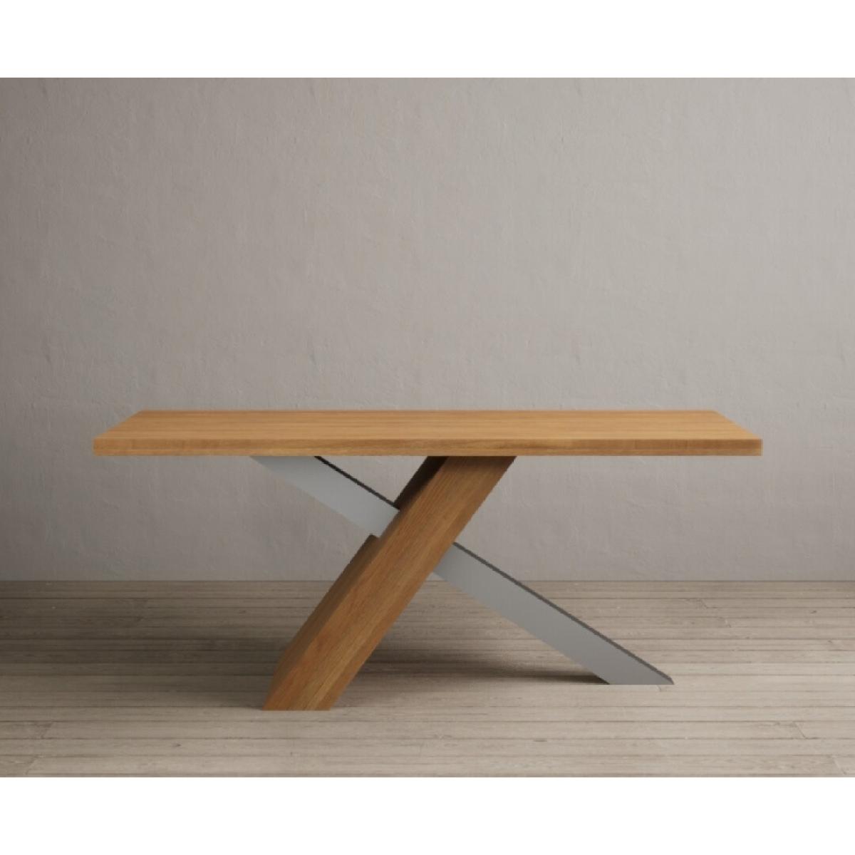 Michigan 180cm Solid Oak and Metal Industrial Dining Table with 8 Linen Natural Solid Oak Chairs – image 32