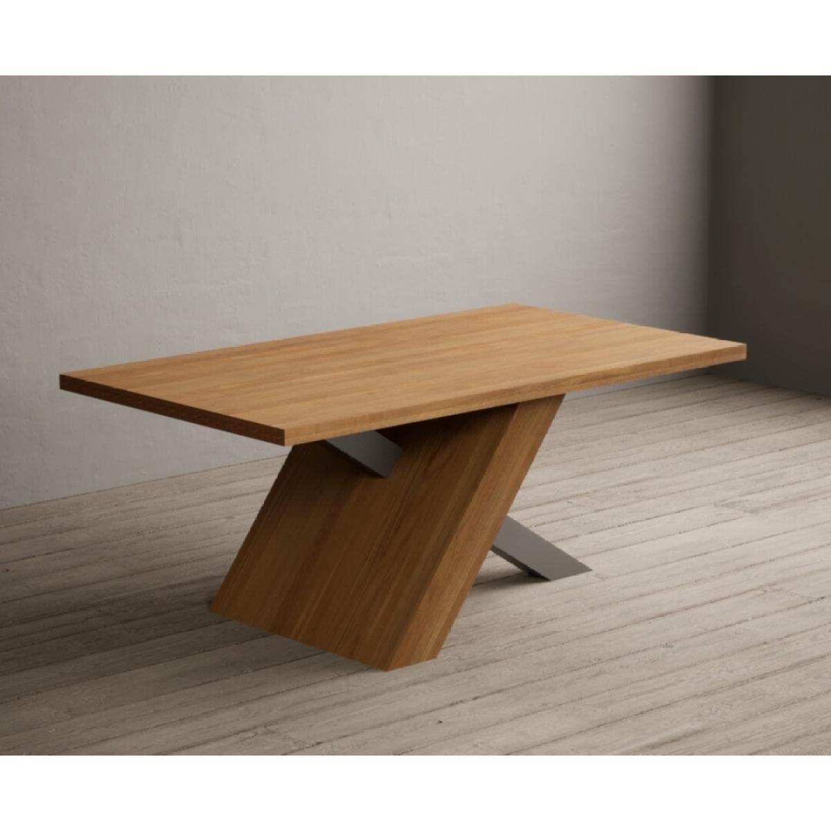 Michigan 180cm Solid Oak and Metal Industrial Dining Table with 8 Linen Natural Solid Oak Chairs – image 34