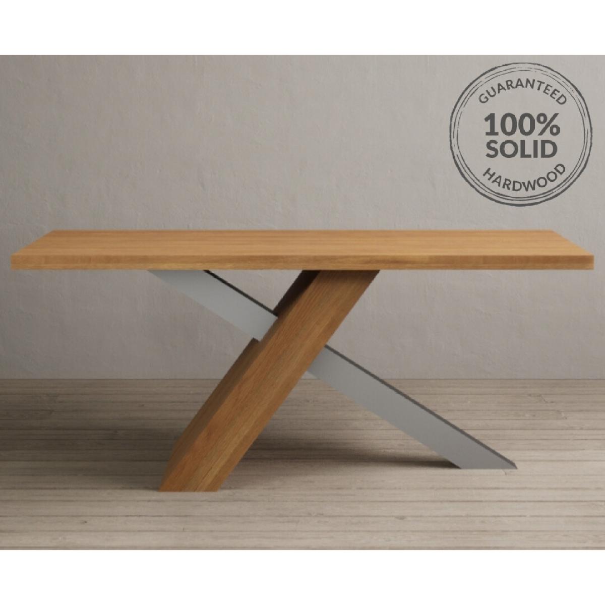 Michigan 180cm Solid Oak and Metal Industrial Dining Table with 8 Linen Natural Solid Oak Chairs – image 38