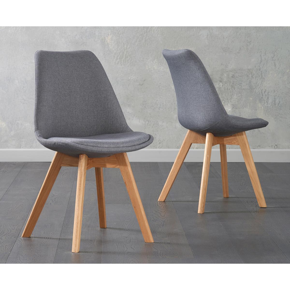Extending York 70cm Solid Oak Dining Table With 4 Dark Grey Orson Fabric Chairs – image 3