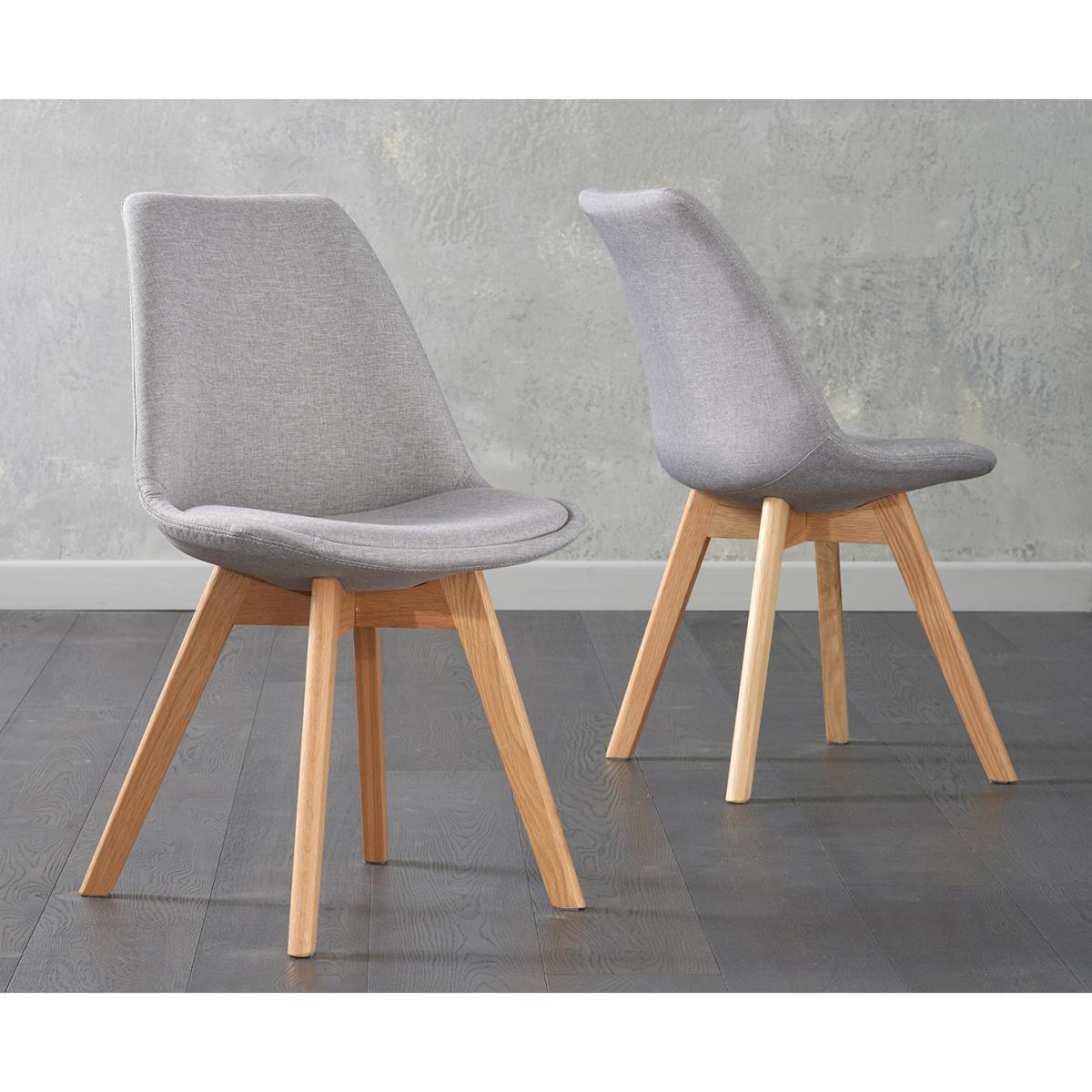Extending York 70cm Solid Oak Dining Table With 4 Dark Grey Orson Fabric Chairs – image 4