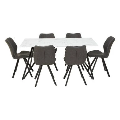 Weston White Marble Effect Rectangular Dining Table and 6 Chairs Set – image 2