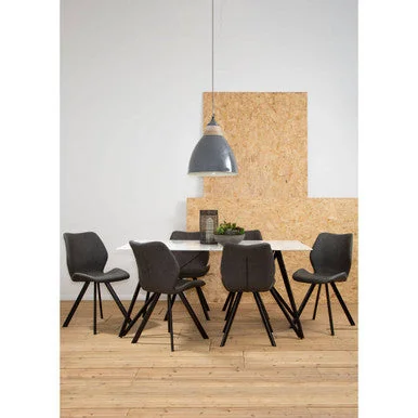 Weston White Marble Effect Rectangular Dining Table and 6 Chairs Set – image 3