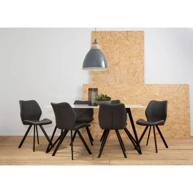 Weston White Marble Effect Rectangular Dining Table and 6 Chairs Set – image 4