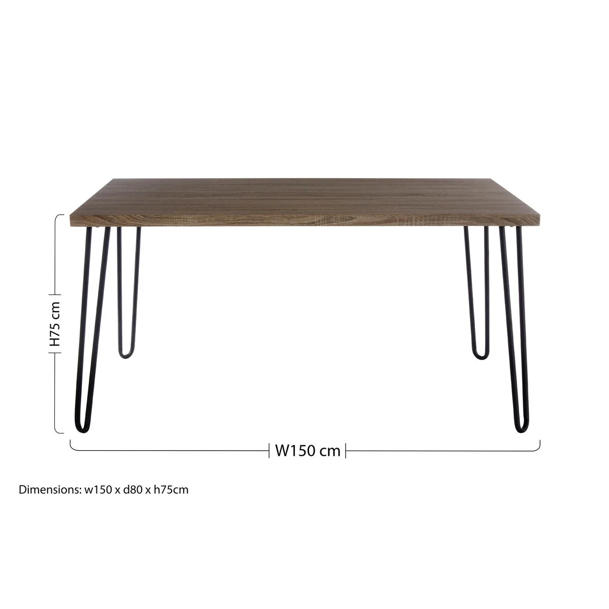 Borough Natural Wood Effect Dining Table with Black Metal Base – image 7