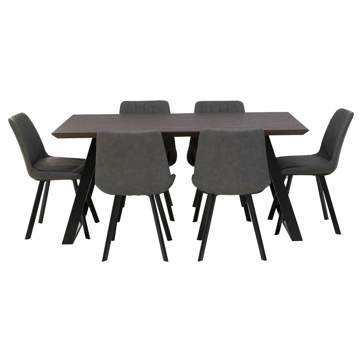 Westford Wooden Effect Dining Table with 6 Grey Dining Chairs Set – image 2