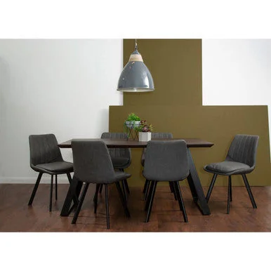 Westford Wooden Effect Dining Table with 6 Grey Dining Chairs Set – image 3