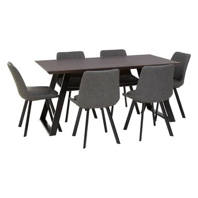 Westford Wooden Effect Dining Table with 6 Grey Dining Chairs Set – image 6
