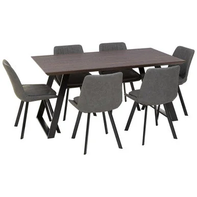 Westford Wooden Effect Dining Table with 6 Grey Dining Chairs Set – image 7