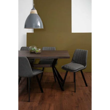 Westford Wood Effect Dining Table with 6 Grey Dining Chairs Set – image 5
